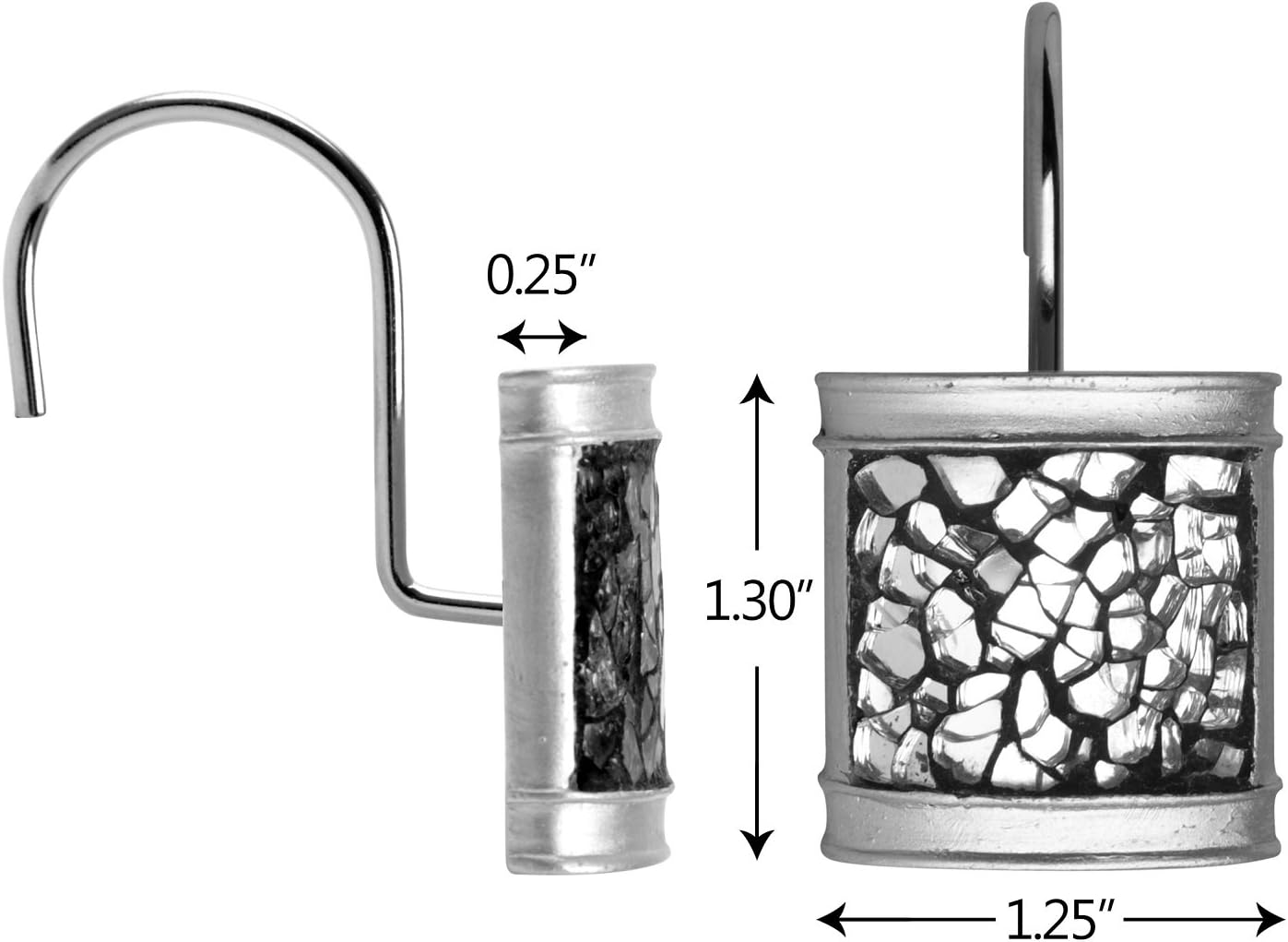 Creative Scents Crackled Glass Toilet Brush with Holder - Silver Toilet Bowl Cleaner Brush and Holder - Good Grip, Deep Cleaning, Decorative Design Compact Toilet Bowl Scrubber