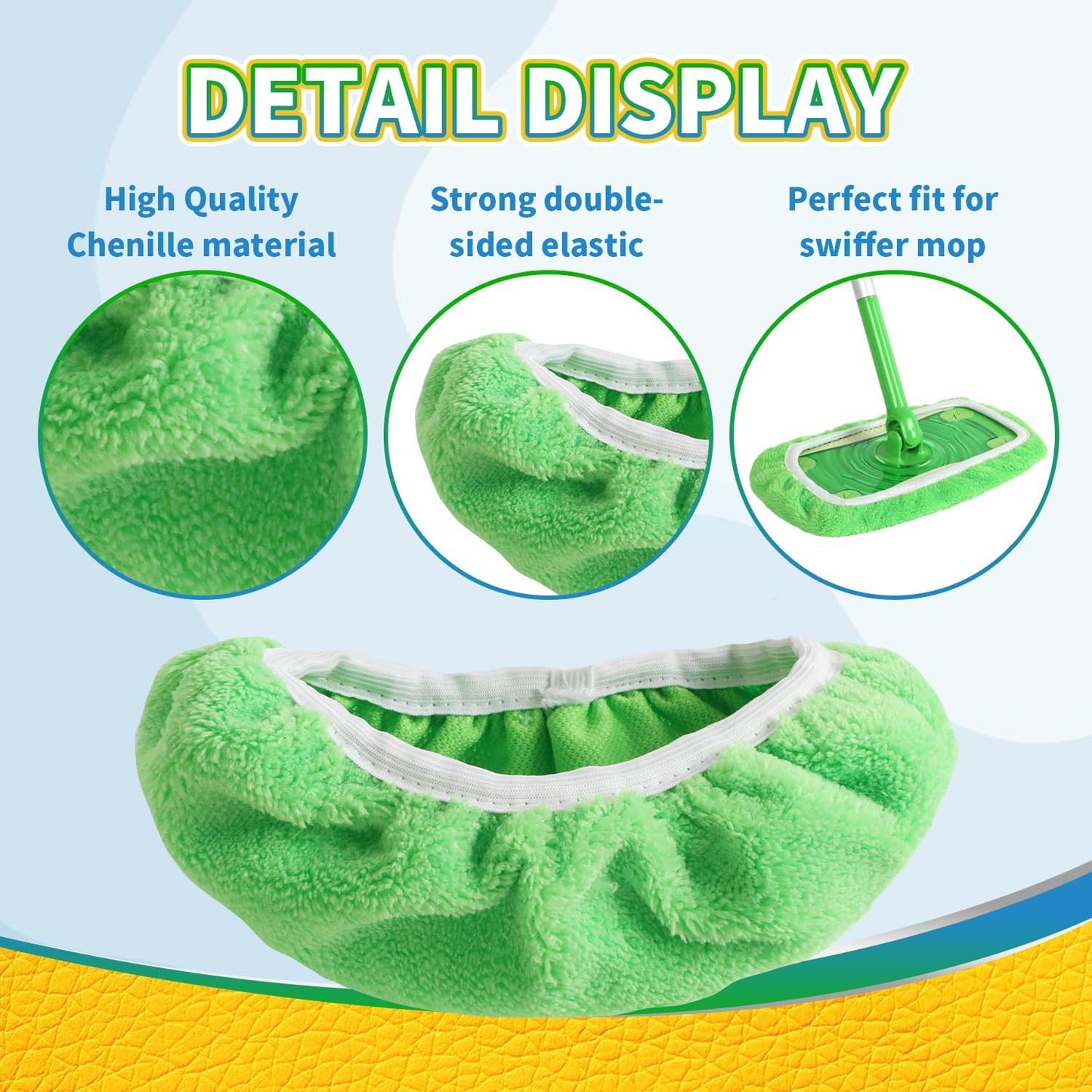 AmaVins 5 Pack Reusable Microfiber Mop Pads Compatible with Swiffer Sweeper Mop, Wet and Dry Flat mop Cover, Washable Mop Pads for Surface/Hardwood Floor Cleaning (Mop is Not Included)