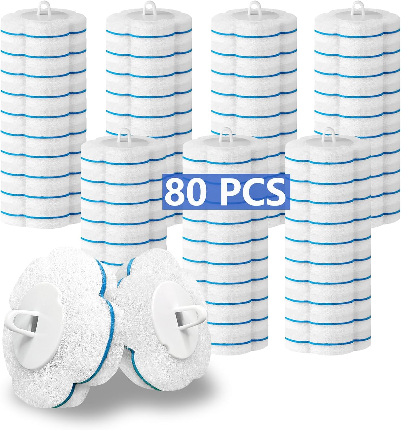 Disposable Toilet Brush， 2 Pack Toilet Wand and Holder with 54 Cleaner Refills Disposable Toilet Cleaning System Cleaner Pads for Toilet Bowl，Bathroom Cleaning，Sink，Bathtub - White