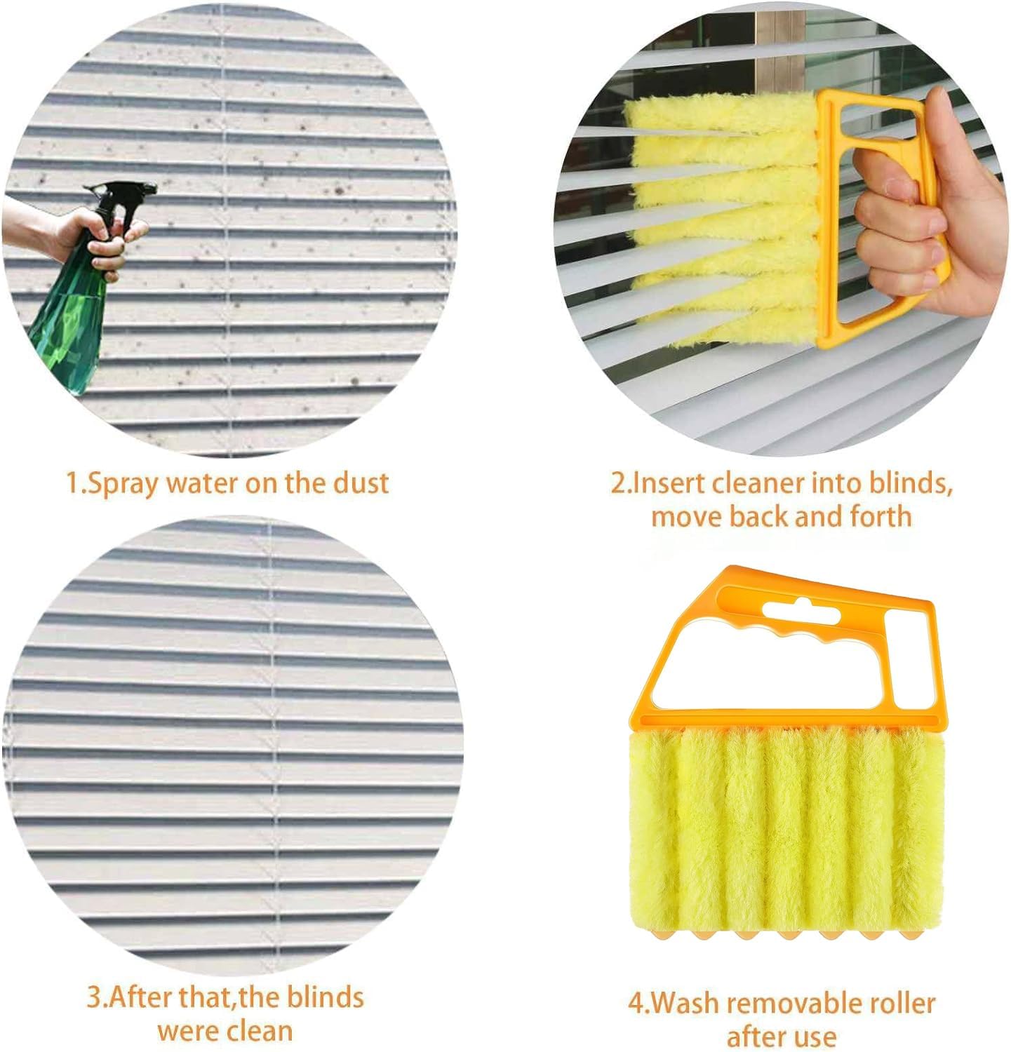 2 Pcs Blind Cleaner - Washable Window Blind Cleaner Duster Tool, Hand-Held Blind Duster for Wood Dlinds Mini Duster Brush Blind Dust Cleaner Venetian Shades Brush Window