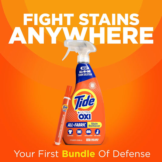 MADE BY NEHEMIAH Tide Rescue Laundry Stain Remover Spray with Oxi + Travel Size Tide To Go Pen, Spot Remover for Clothes, Fabric, Upholstery, Carpet, Grease & More Tough Stains- 22 Fl Oz + 1 Stain Pen