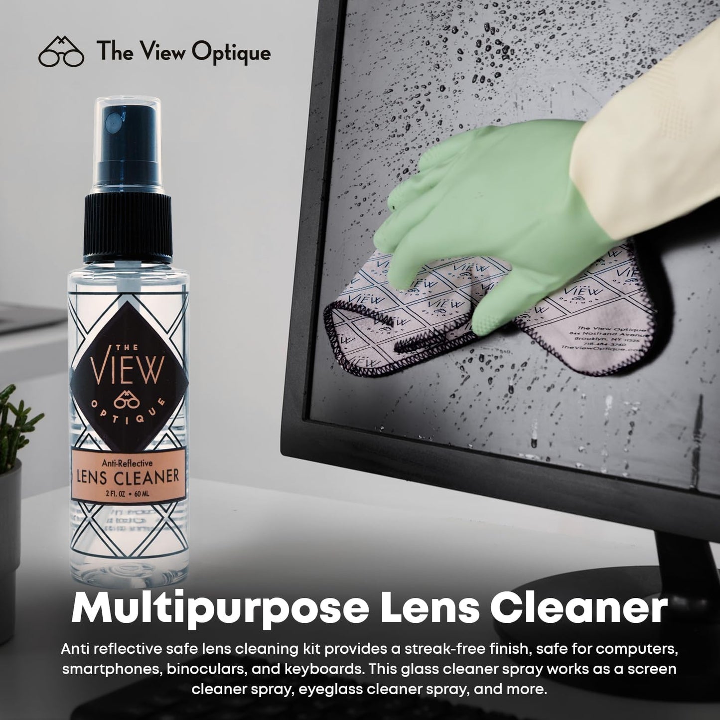 Anti-Reflective Lens Cleaner & Repair Kit – 0.4oz Glasses Cleaner Spray, Microfiber Cloth & Keychain Screwdriver in a Vinyl Snap Case for Eyeglasses, Sunglasses & Screens(3 Piece Set)