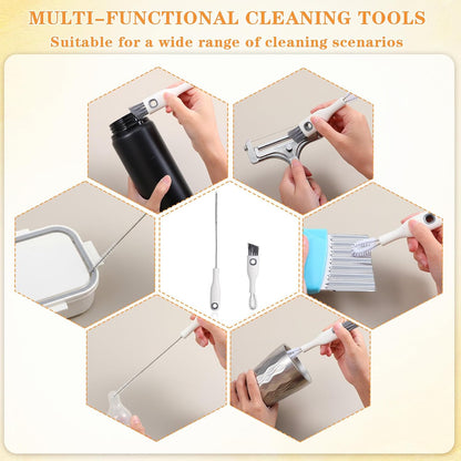2 Pcs Multifunctional Cup Lid Cleaning Brush and Straw Cleaner Brush Set - 2-in-1 Cup Lid Cleaner with Bristles for Deep Cleaning Bottle Lids, Straws, Spouts and Narrow Gaps Lids Cleaning Brush Tool