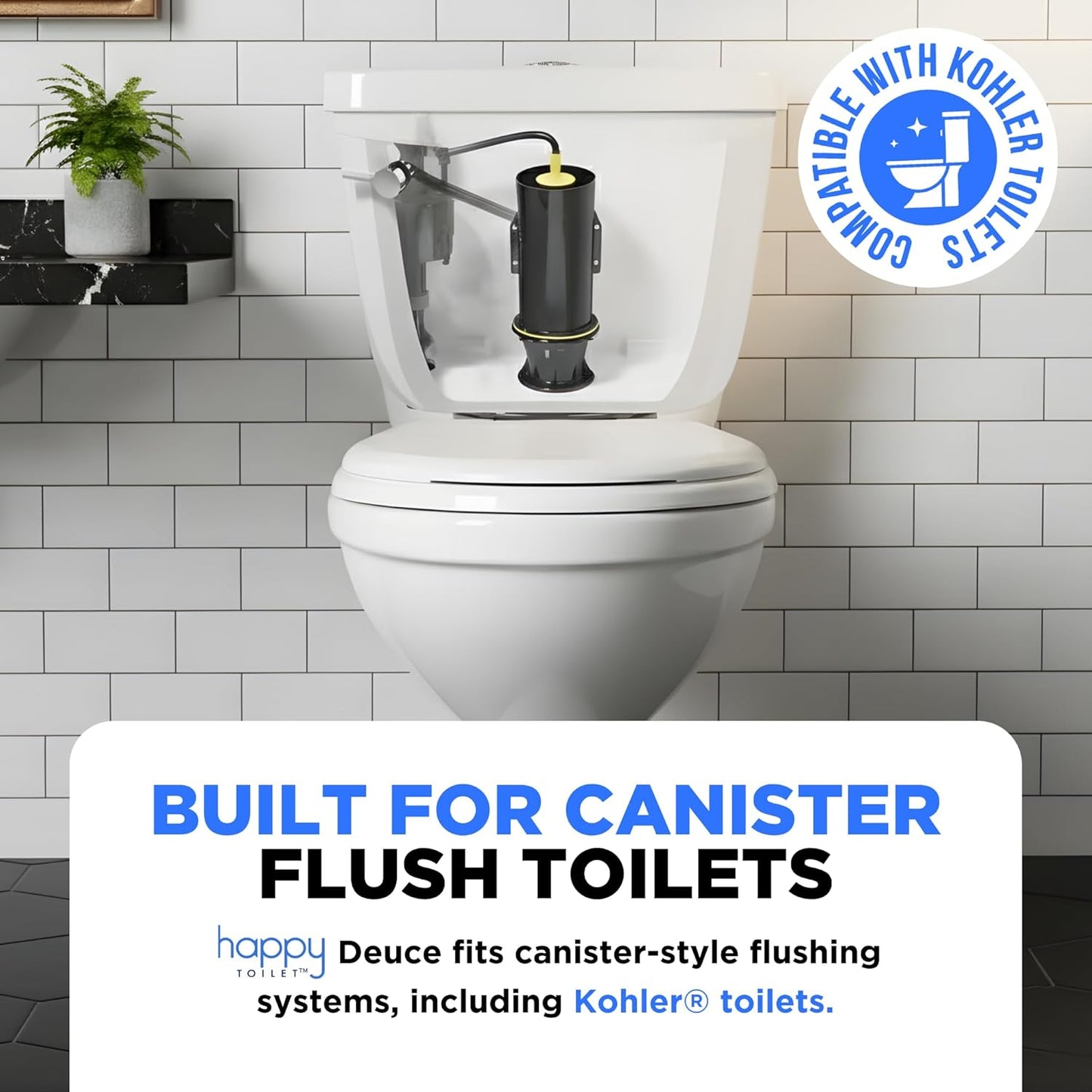 Happy Toilet Cleaner Automatic Toilet Bowl Cleaner - Easy to Install Toilet Tablet Holder - Self-Cleaning Toilet System, Deep Clean with Every Flush - Made in the USA