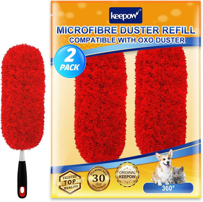 KEEPOW 3 Pack Microfiber Reusable Duster Refills Compatible with OXO Duster, Washable Dusters for Cleaning Compatible with OXO Extendable Duster for Blinds Ceiling(Handle is Not Included)