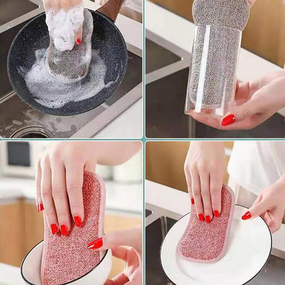 4 PCS Scouring Pad Sponges Kitchen Microfiber Cleaning Sponges Reusable Dish Sponge for Dishes, Pots and Pans