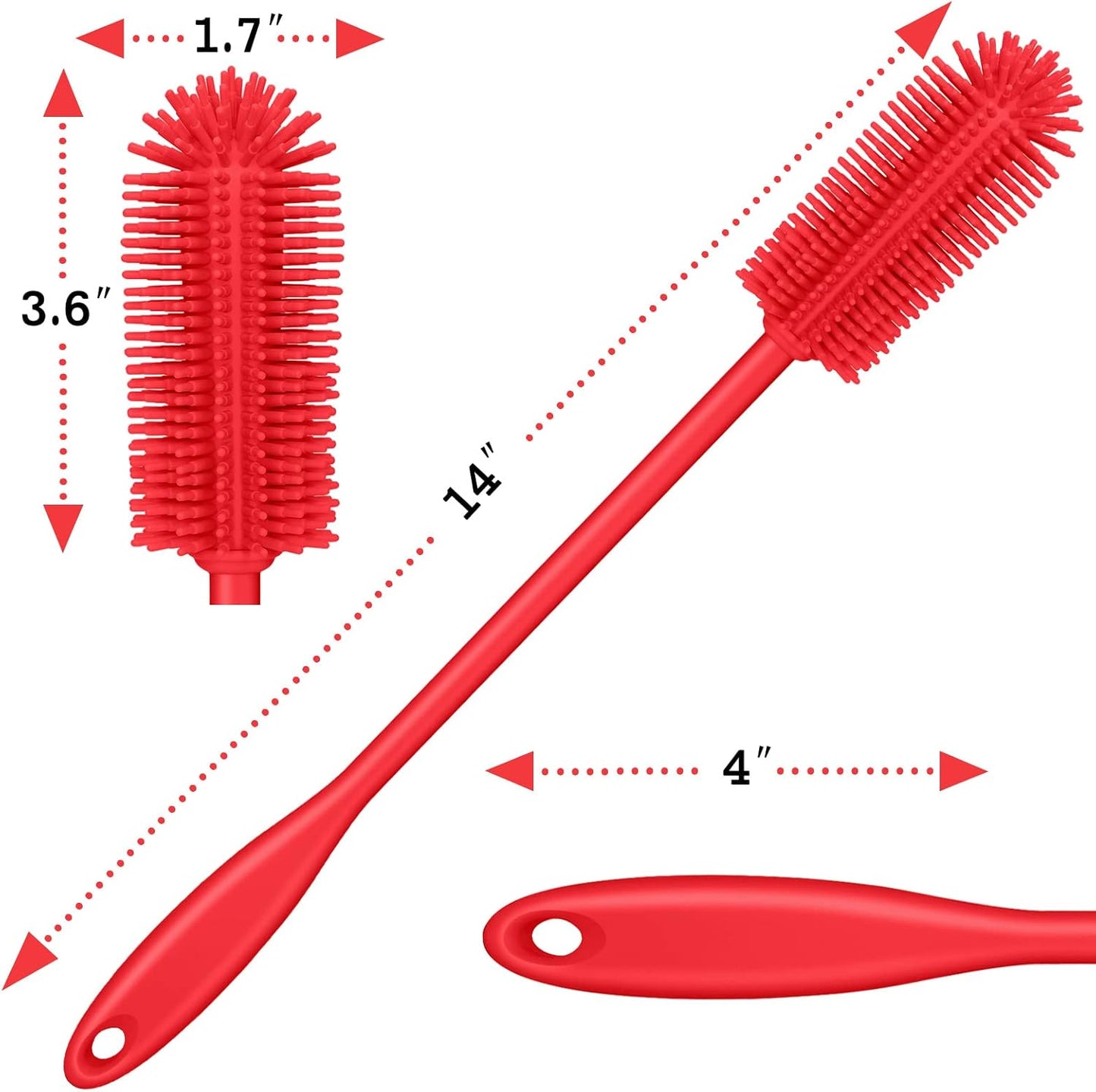 Silicone Bottle Brush, Water Bottle Cleaner Brush with Long Handle, Perfect for Cleaning Narrow Neck Containers, Vacuum Sports Bottle, Tumblers, Flask, Glassware (1 Pack, Turquoise)