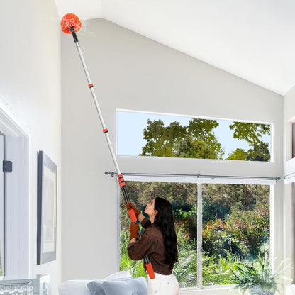 26FT Reach Cobweb Duster with Extension Pole - Spider Web Brush with 5-20 FT Telescopic Aluminum Pole, Washable & Reusable Soft Bristles for Cleaning High Ceiling Corner, Indoor, Outdoor