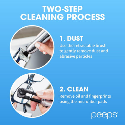 Peeps Glasses Cleaner - for Eyeglasses, Reading Glasses, and More - Lens Cleaner with Carbon Microfiber Tech-Injected Blue-1 Count (Pack of 1)