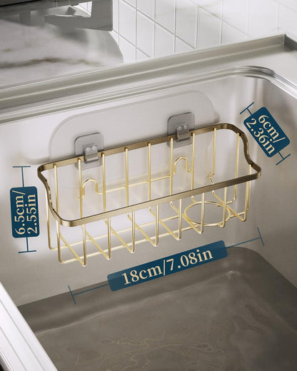 Consumest Sponge Holder Sink Caddy - Ladder Shaped Sponge Holder for Kitchen Sink with 2 Installation Ways (Suction Cups & Adhesive Hook), Rustproof Stainless Steel Kitchen Organizer, Silver