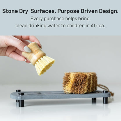 Premium Sink Caddy – Water-Absorbing Diatomaceous Earth Tray for Sink, Elevated Stainless Steel Feet, Non-Toxic, Fast-Drying, Kitchen or Bathroom