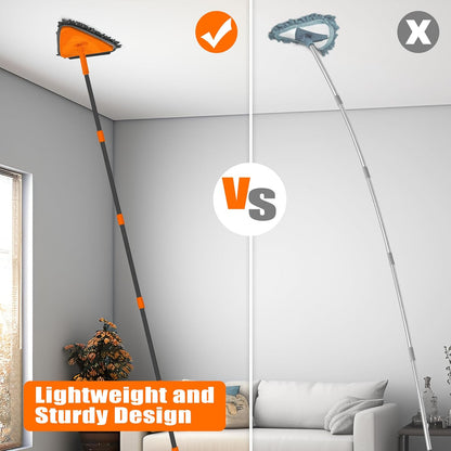 JEHONN Wall Cleaner Mop with Long Handle 82 Inches, 3-in-1 Ceiling Cleaning Tool Duster with 6 Replacement Microfiber Chenille Pads for Painted Walls, Window, Floor, Baseboard