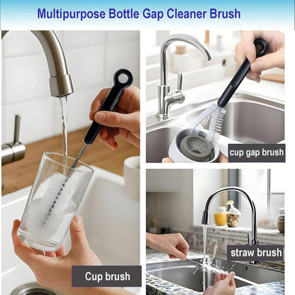 3 Pack Bottle Cleaning Brush Set -12 Inch Long Bottle Brush, Straw Cleaner, and Lid Brush, Suitable for Baby Bottles, Travel Mugs, Decanters, Narrow Neck Containers