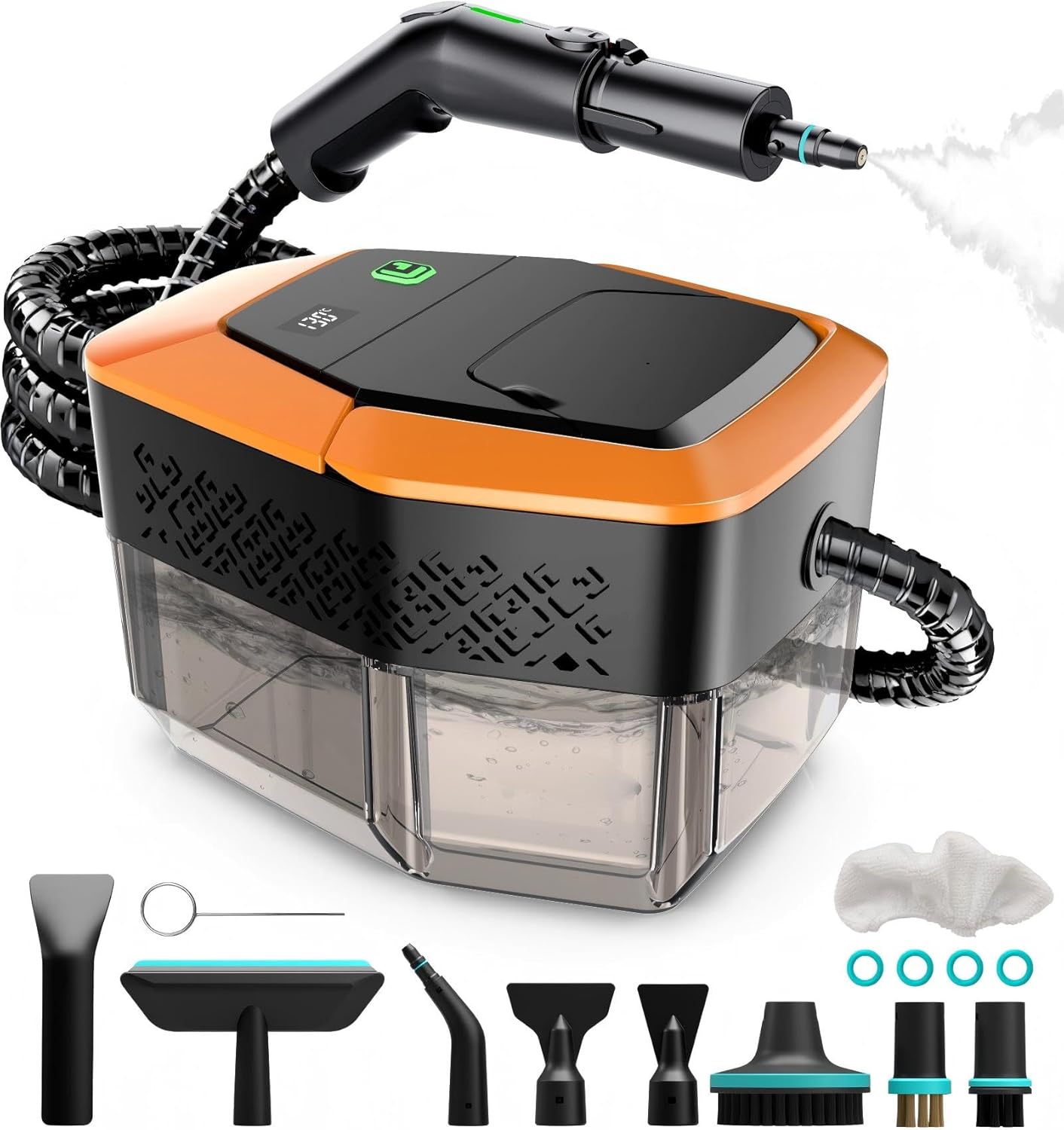 Steam Cleaner, 3-Level Adjustable Handle, 15s Heat-Up, Steamer for Cleaning With 1.8L Large Tank, Dry Burn Protection, Handheld Steam Cleaner for Home, Bathrooms, Tile,Grout,Car with 12pcs Accessories