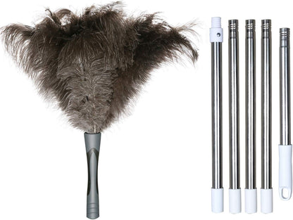 Midoneat Gray Ostrich Feather Duster with 71 Inch Extendable Pole, Microfiber Duster for Home Cleaning