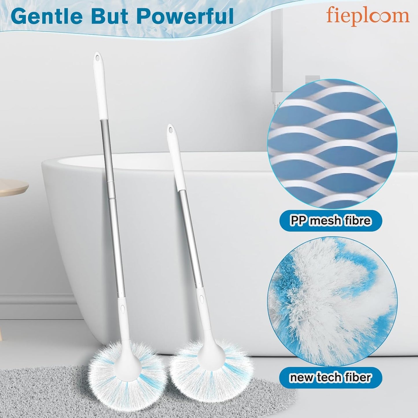 Tub Tile Scrubber Brush with 48" Long Handle, 2026 Version 1 Pc Non-Scratch Soft Tub Mop, All-in-One Adjustable Bathroom Brush for Bathtub, Shower, Sink, Faucet, and Wall Tile（1）