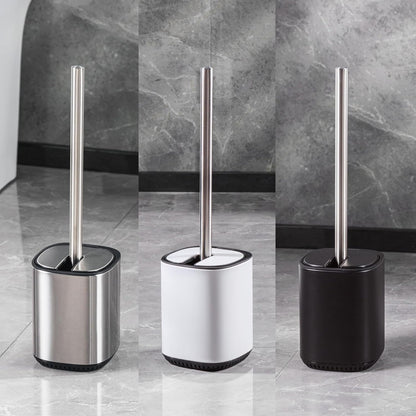 Toilet Brush and Holder Set Toilet Bowl Brush Stainless Steel Automatic Open lid Toilet Bowl Cleaner Brush Set Toilet Scrubber Kit Toilet Cleaning Brush for Bathroom