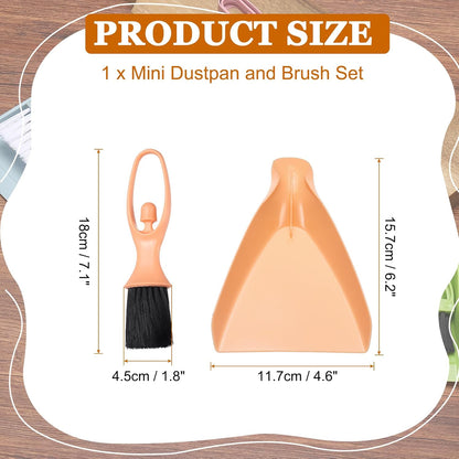 uxcell 2 Pcs Mini Dustpan and Brush Set, Small Broom and Dustpan Set for Office Tabletops Sofas Keyboards Home Cleaning Tool, Orange Pink