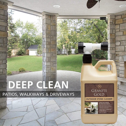 Granite Gold Outdoor Stone Cleaner, Deep Cleans BBQ Islands, Kitchens, Tables, Counters, & More, Streak-Free Shine, Fresh Citrus Scent, Safe on Food-Prep Surfaces, 24 Fl Oz Spray Bottle