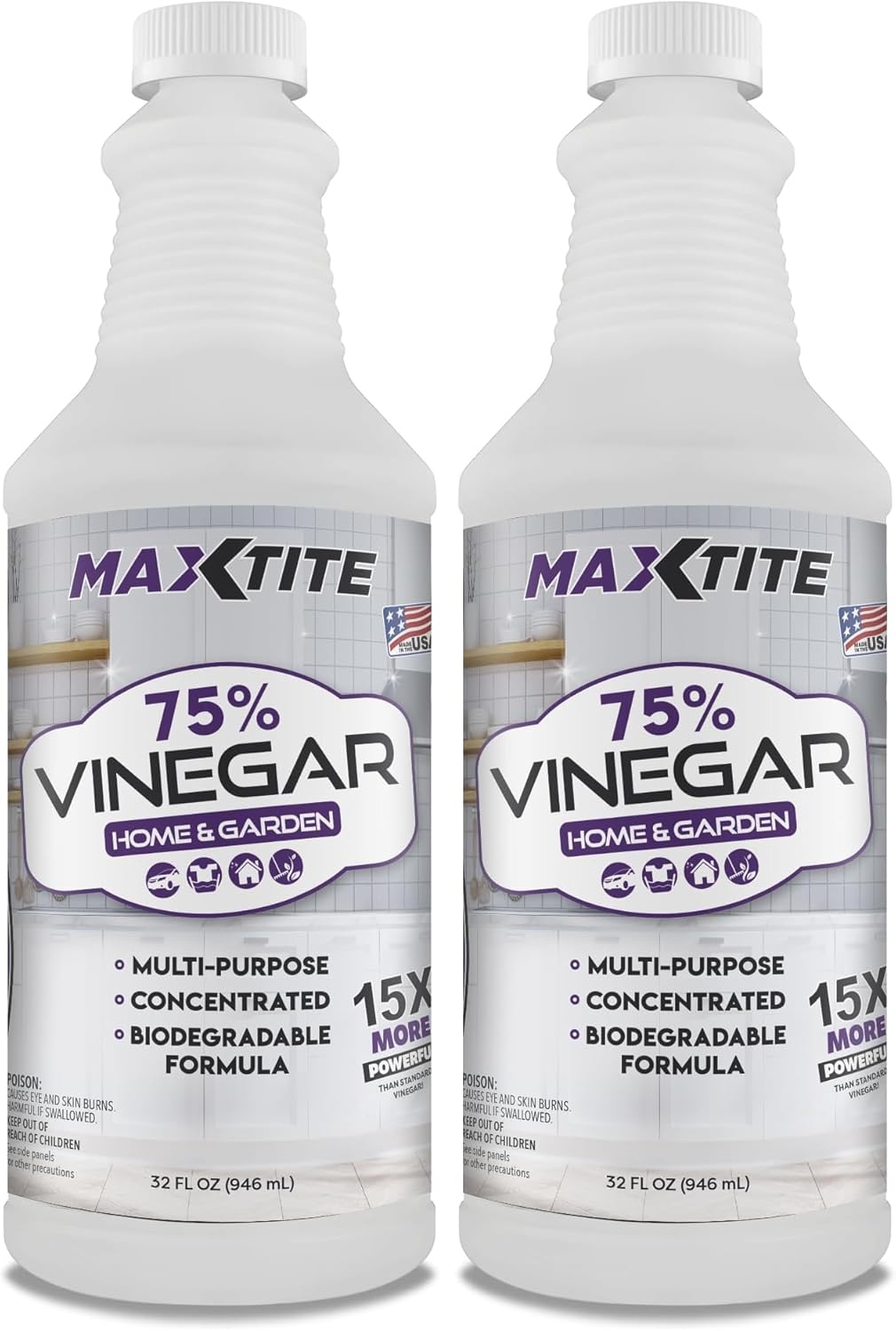 MaxTite Ultra-Concentrated 75% Vinegar for Home & Garden Cleaning (32 oz)