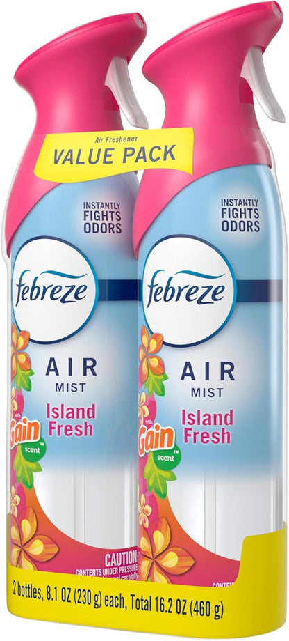 Febreze Air Mist Air Freshener Spray, Odor-Fighting Room Spray, Air Fresheners for Home and Bathroom and Kitchen, Aerosol Can, Downy April Fresh Scent, 8.8oz (Pack of 2)