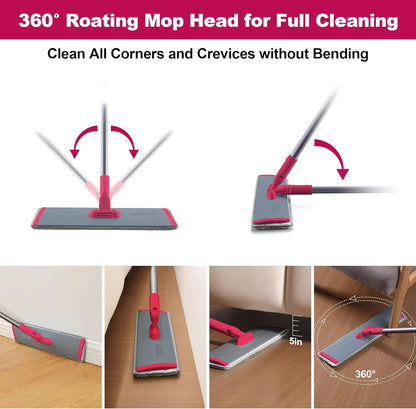 JOYMOOP 18 Inch Dust Mop for Hardwood Floors, Heavy Duty Industrial Wet Dry Mops with Telescopic Handle, Includes 5 Microfiber Mop Pads