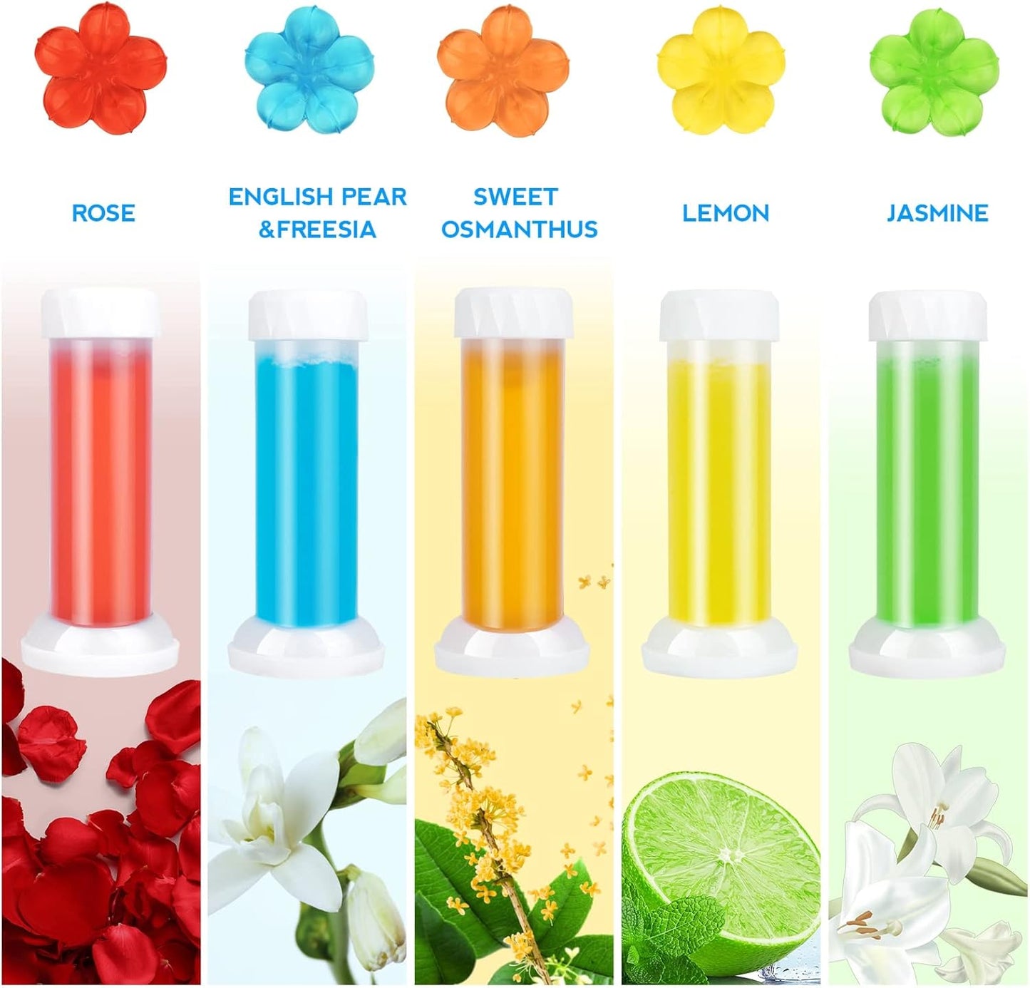 KILOSTEP Toilet Gel, 60 Count 5 Kinds Of Scent Toilet Cleaner Bowl Gel Stamp Kit Air Freshener