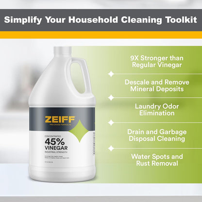 Zeiff 75% Pure Concentrated Vinegar - Technical Grade Acetic Acid Solution for Home and Outdoor Use - Cleaning Vinegar for Home & Laundry - 32 Oz, 2 Pack