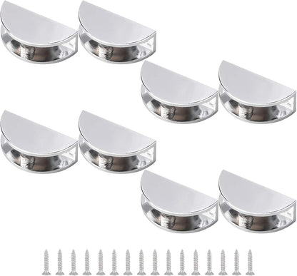 8Pcs Adjustable Half Round Glass Shelf Brackets 201 Stainless Steel Glass Clamp Clips Wall Mounted Brushed Shelf Holder Supports Mounting Brace for 3-8mm Thick Glasses