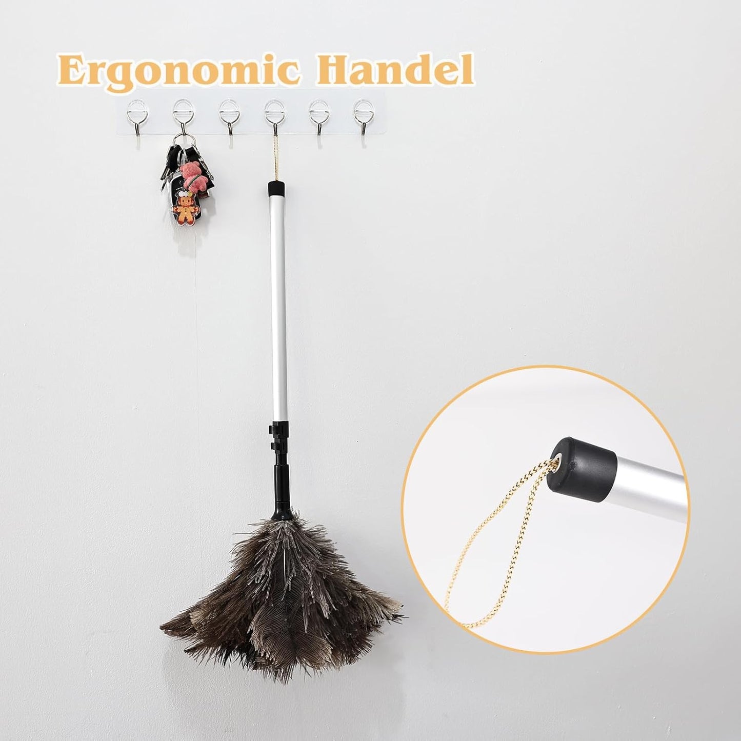 Lambswool Extendable Duster 29-110 Inch, Anti-Static Flexible Head, Stainless Steel Pole for High Ceilings, Fans, Interior & Roof Dusting.