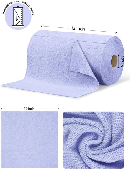 Fantasticlean Microfiber Cleaning Cloth Roll -75 Pack, Tear Away Microfiber Towels, 12" x 12", Reusable, Washable, Scratch Free, Ultra Absorbent Dishcloth for All-Around Cleaning Supplies (White)