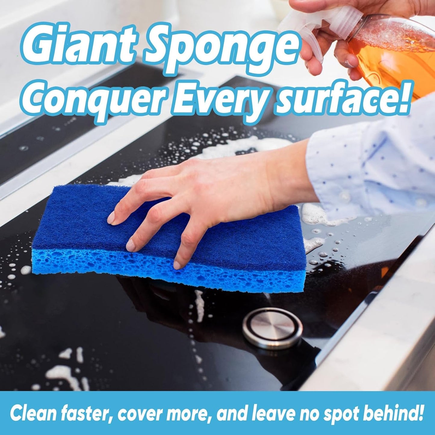 AIDEA XL Sponges Kitchen, 12Count, Non-Scratch Dish Sponges, Large Natural Sponge for Non Stick Cookware, Cellulose Cleaning Sponge for Dishes, Bathroom, Household