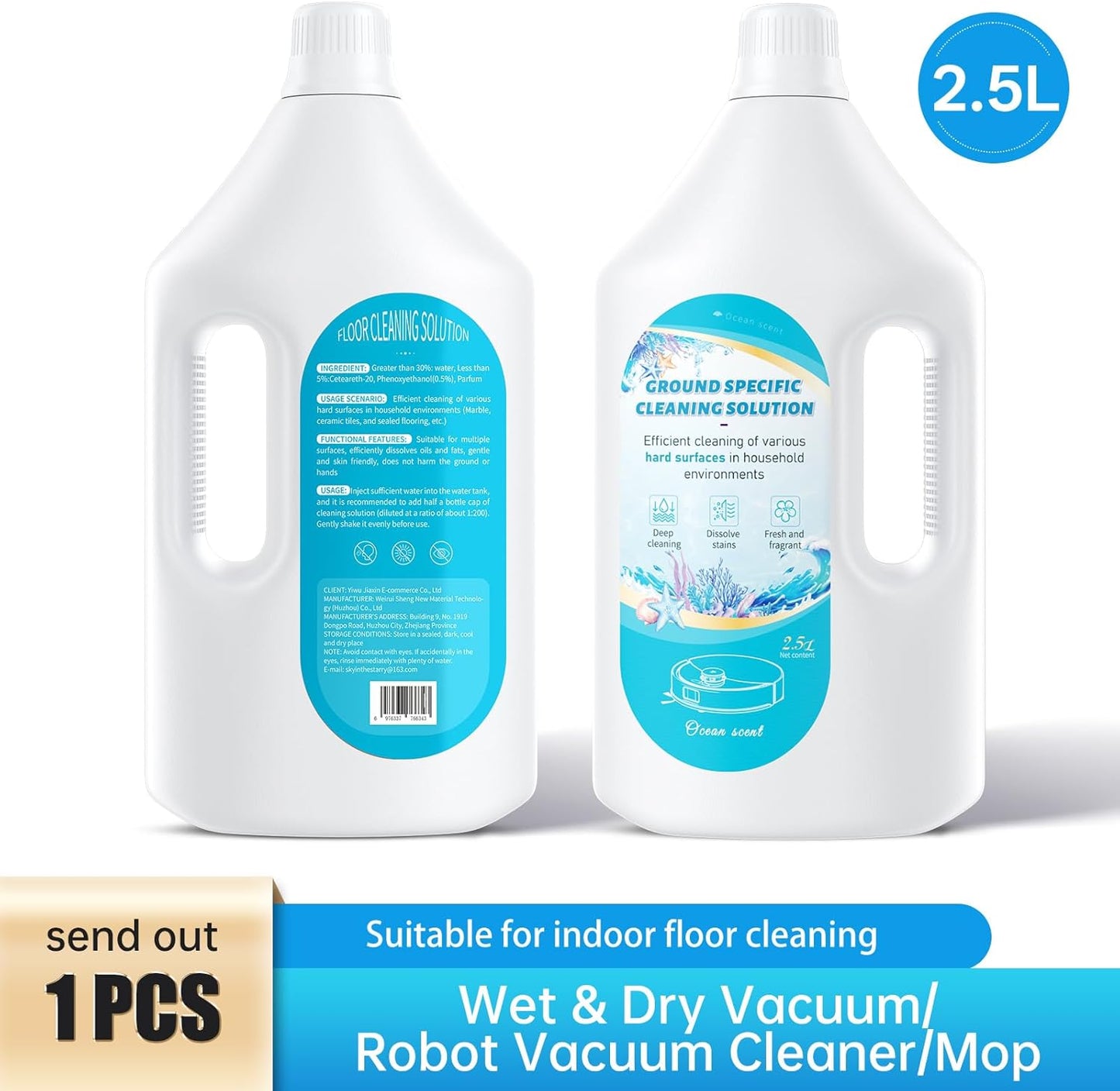 Nukisa 1L Sweet Orange Floor Cleaning Solution Compatible with Roborock&Eufy&iRobot&Ecovacs&Dreame&Shark, Fragrance Deodorization, Deep Cleans for Multiple Hard Floors, Suitable With All Robot Vacuum