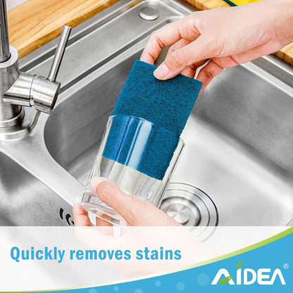 AIDEA Heavy Duty Scouring Pads, Dish Scrubber Pads for Household and Kitchen, Multipurpose Scour Pads for Cleaning, 24 Pack, 5.5in*3.5in