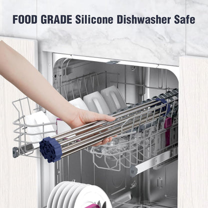 Tomorotec 17.7" x 15.5" Roll Up Dish Drying Rack Over Sink Drying Rack Sink Cover Kitchen Sink Accessories Gadget Multipurpose Organizer Foldable Stainless Steel Drainer (Grey)