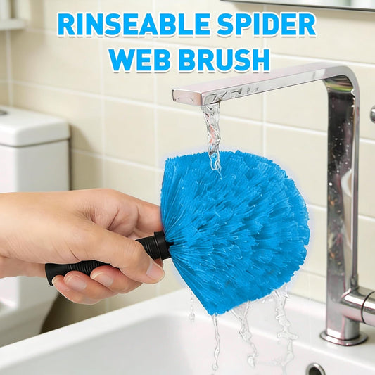 26FT Reach Cobweb Duster with Extension Pole - Spider Web Brush for Cleaning with 5-20FT 4-Section Flip-Lock Telescopic Pole, Effortlessly Cleans High Indoor & Outdoor Webs