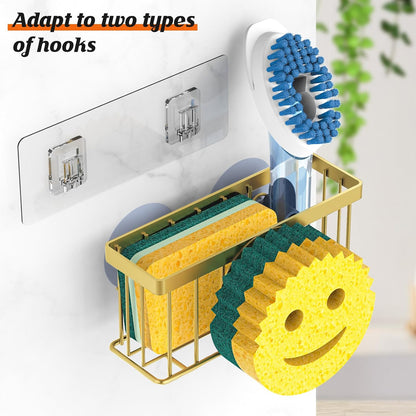 MURLONG Sponge Holder Smiley Face, Sink Caddy for kitchen Sink, Kitchen Organizer Sponge Holder with 2 PCS Suction Cups/1 PCS Adhesive Strips, Designed for Sponge, Soap, Dish brush, Scrubber-Black