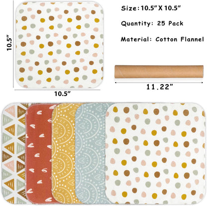 25 Pack Reusable Paper Towels, Paperless Towels Roll Washable Cotton Cloth for Kitchen Towels Zero Waste Products Alternative Paper Towels Alternative (Bohemian)