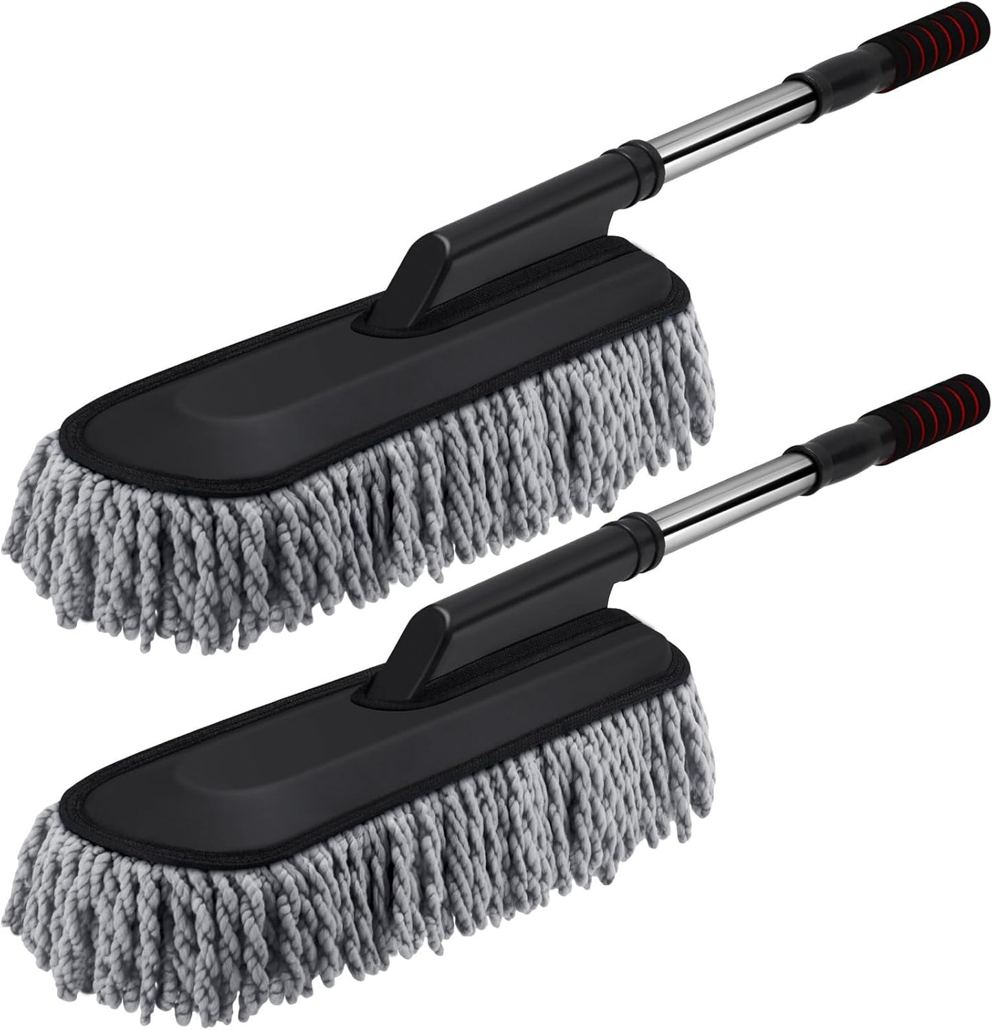 Tanlade 2 Pack Microfiber Car Duster Exterior Scratch Free with Extendable Handle Soft Car Duster Kit for Cleaning Dust Brush Set for Exterior Interior Cleaning Tools (Blue Gray)