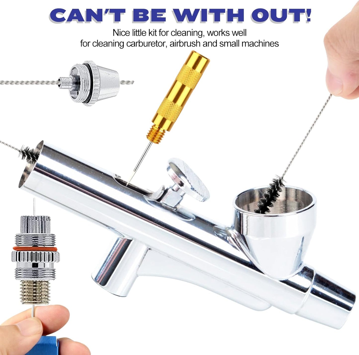 Valchoose Premium Torch Tip Cleaner, Stainless Steel Carburetor Cleaning Kit, Upgraded: Single Brush + 4 Hooks, Density Nylon for Motorcycle Jet Lawnmower Small Engine Welding Stove Airbrush Spray Gun