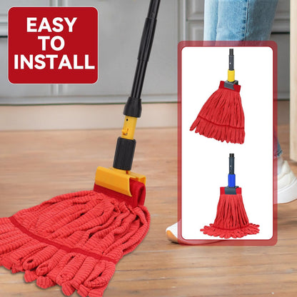 Heavy Duty Commercial Mop Head Replacement Microfiber Tube Mop Heads for Floor Cleaning: 3 Packs Looped End Wet Mop Head Refill for Home Commercial Industrial Use (Yellow)