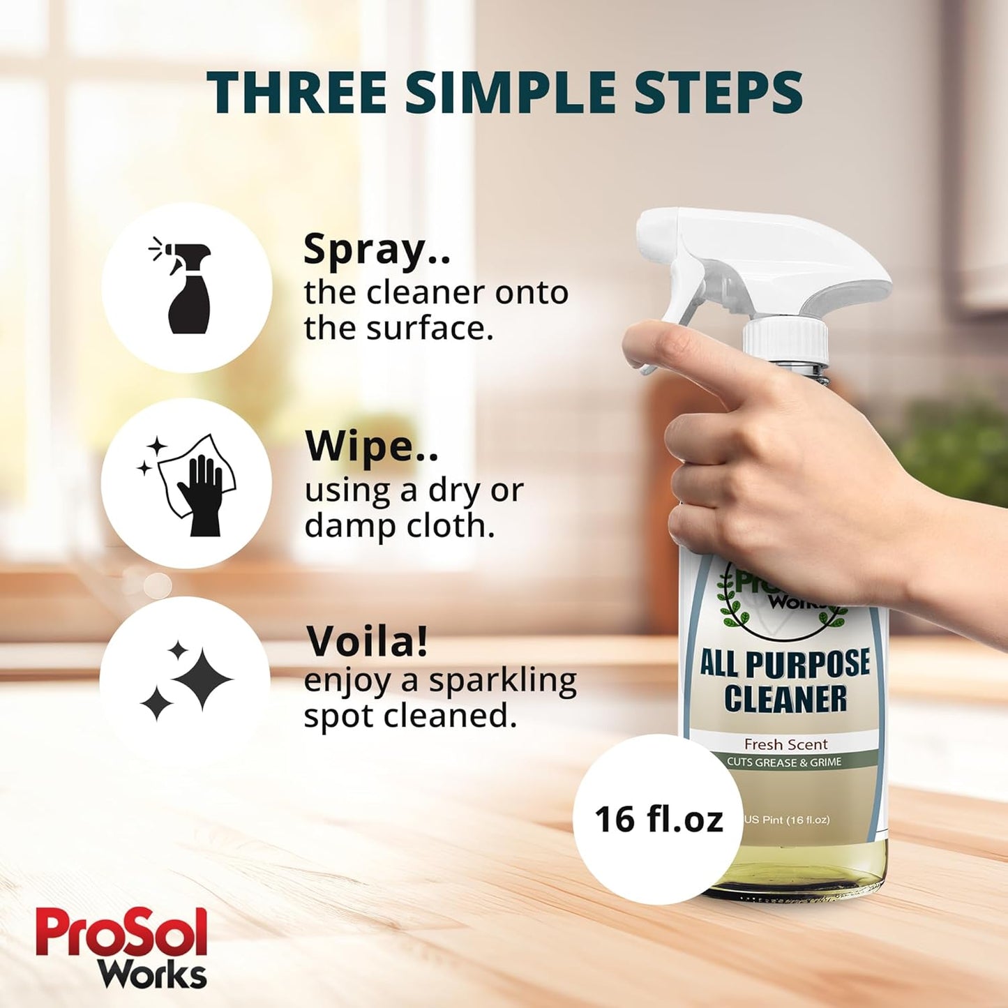 Degreaser Cleaner Heavy Duty Cleaning Spray 16 oz - Kitchen Cleaner for Stubborn Splatters, Stove Top, Grill, Drip Pans, & Oven Cleaner - Safe on All Surfaces - Fresh Scent