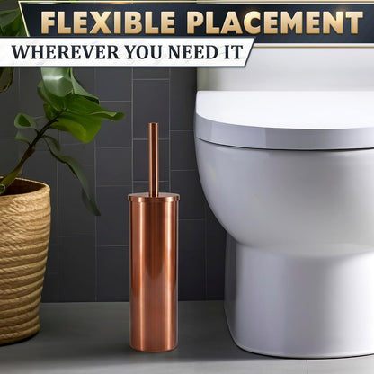 Stylish Stainless Steel Toilet Brush and Holder Set - Silver Toilet Bowl Brush and Holder with Splash Cover, Sturdy Bristles, Corrosion & Scratch Resistant - Elegant Design, Effective Deep Cleaning