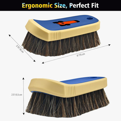 YeewayVeh 3pcs Car Detailing Brush Set, Boars Hair Detailing Brushes, Ultra Soft Detail Brush for Air Vent Leather Seat, Scratch Free Car Detailing Brushes for Interior Exterior, Orange