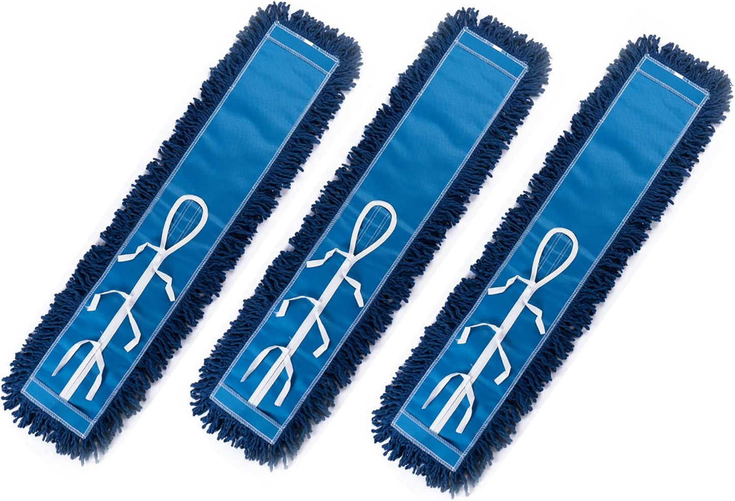 Matthew Cleaning 24'' Industrial Strength Cotton Dust Mop Refill Washable Replacement Heads for Residential & Commercial Use Fit Standard Dust Mop Frames, Hardwood, Laminate, Concrete Floors 3 Pack