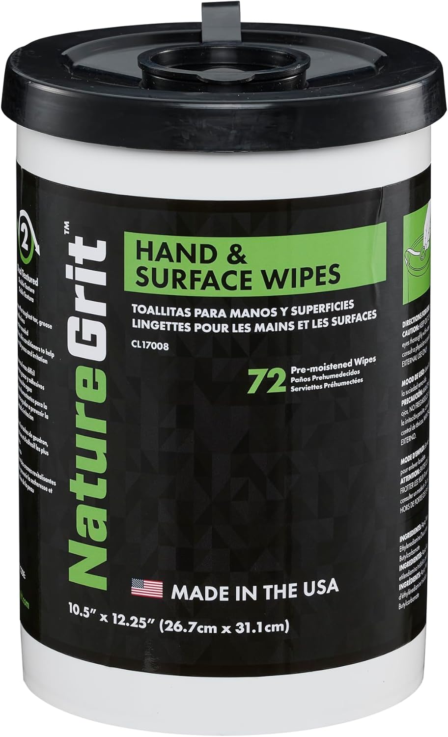 NatureGrit Hand & Surface Wipes: Mechanic Cleaning & Degreaser Sheets, Grime Removal, Hand Cleaner Towels for Mechanics, Workshop Use (Box of 6 canisters, 72ct/canister)