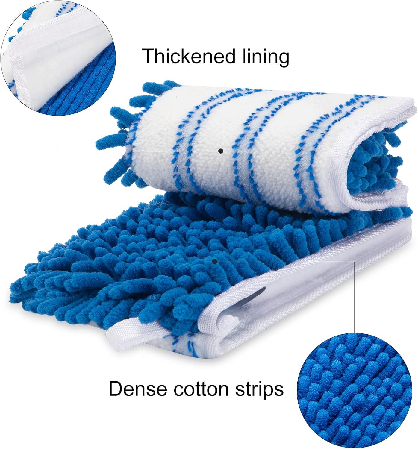 CLEAN PIONEER 3 Pack Mop Heads Replacement Compatible for Oceda Dual-Action Flip System, Dry and Wet Used, Chenille Double Sided Mop Refills Head for Most Hardwood Floors