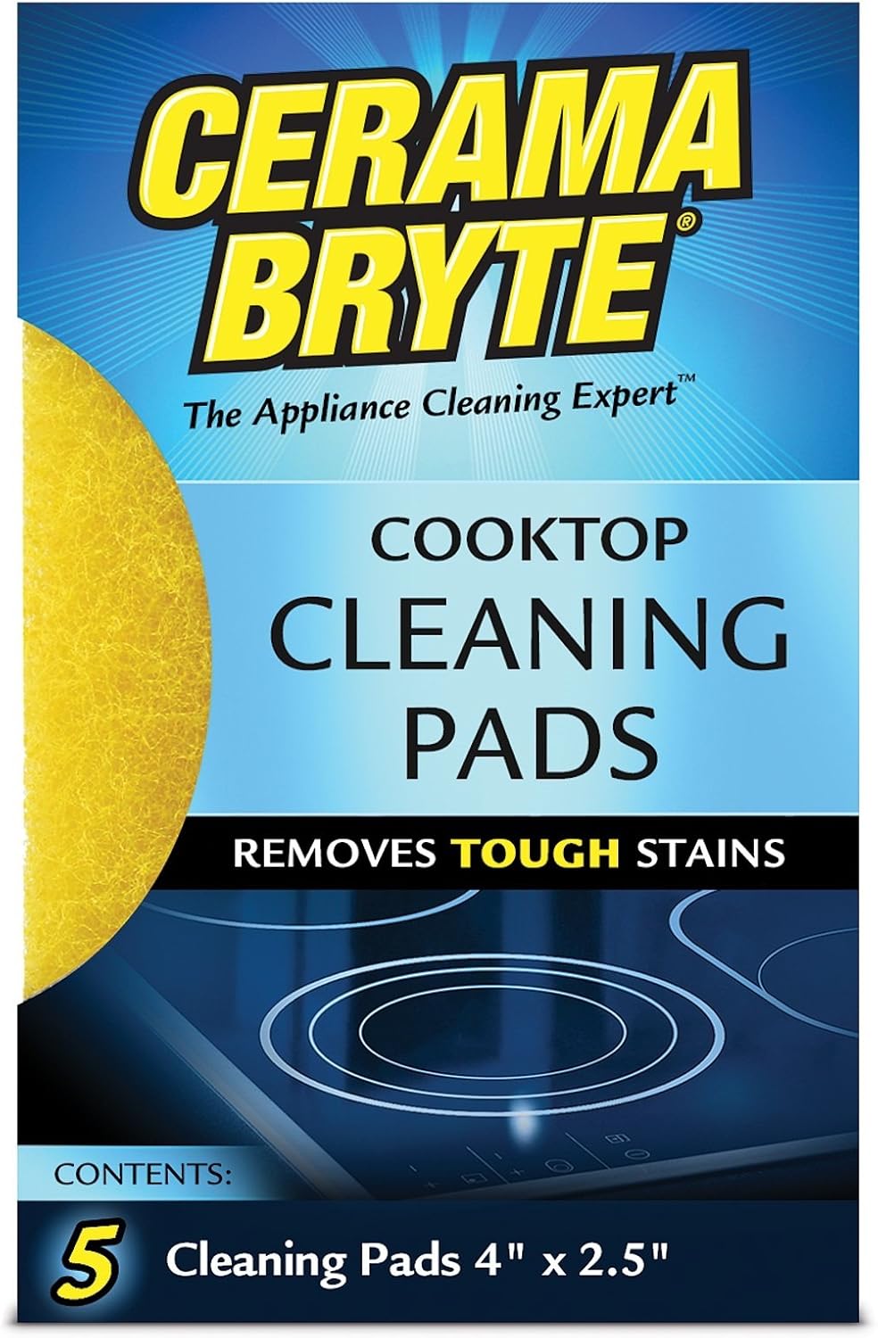 Cerama Bryte 10 Pack Cleaning Pads Cooktop, Stove Top Cleaner and Glass includes 1 Pow-R Grip Tool for easy cleaning