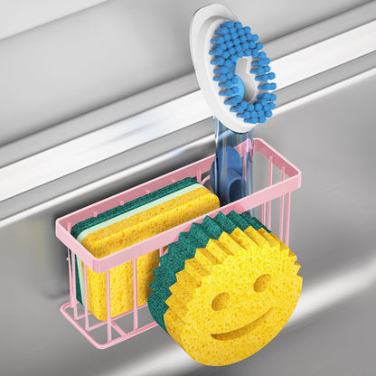 MURLONG Sponge Holder Smiley Face, Sink Caddy for kitchen Sink, Kitchen Organizer Sponge Holder with 2 PCS Suction Cups/1 PCS Adhesive Strips, Designed for Sponge, Soap, Dish brush, Scrubber-Black