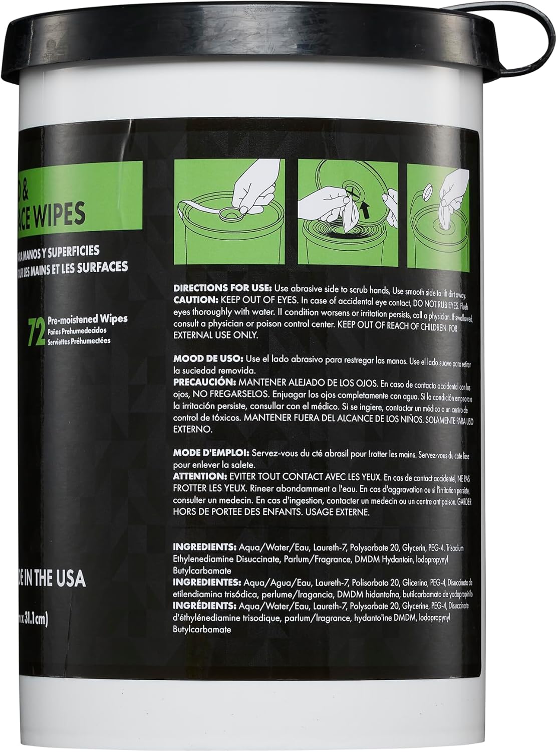 NatureGrit Hand & Surface Wipes: Mechanic Cleaning & Degreaser Sheets, Grime Removal, Hand Cleaner Towels for Mechanics, Workshop Use (Box of 6 canisters, 72ct/canister)